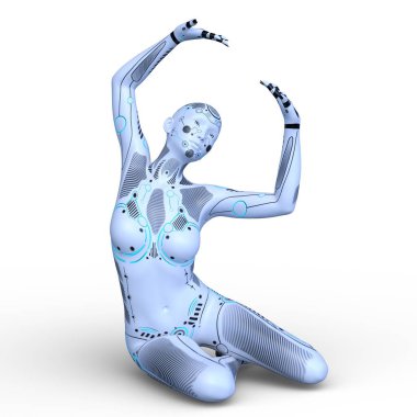 3d cg işleme bir kadın robot