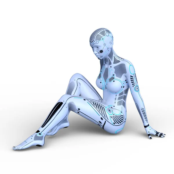 3d cg 渲染的一个女性机器人 — 图库照片