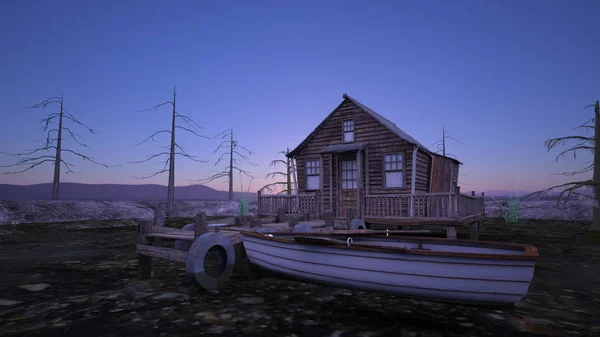 3D CG representación de la casa del barco —  Fotos de Stock