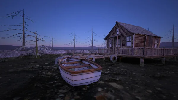 Rendering 3D CG della casa barca — Foto Stock