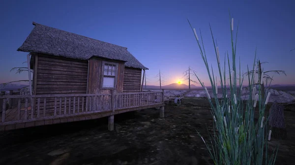 3D-cg rendering van het huis van de boot — Stockfoto