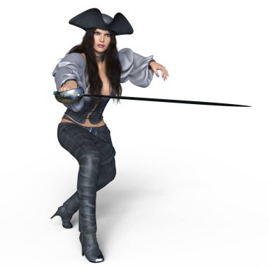 bir kadın korsan 3d cg işleme