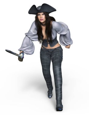 bir kadın korsan 3d cg işleme