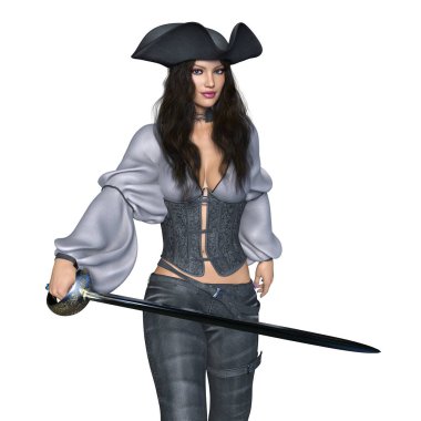 bir kadın korsan 3d cg işleme