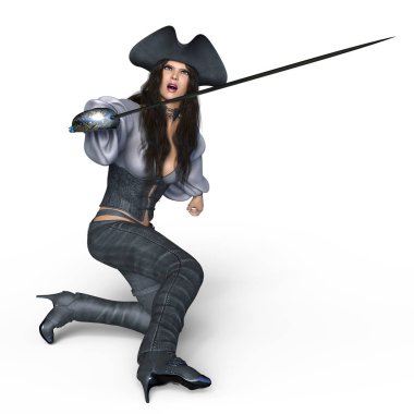 bir kadın korsan 3d cg işleme