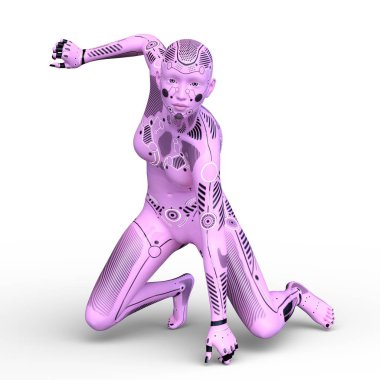 3d cg işleme bir kadın robot