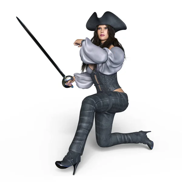 3d cg 渲染的女海盗 — 图库照片