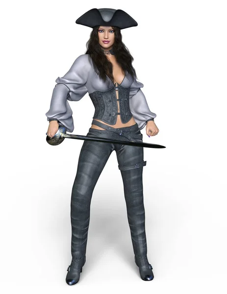 3D CG representación de una pirata femenina —  Fotos de Stock