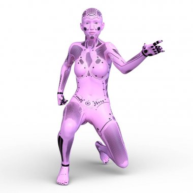 3d cg işleme bir kadın robot