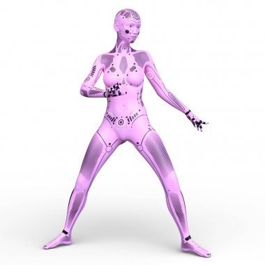 3d cg işleme bir kadın robot