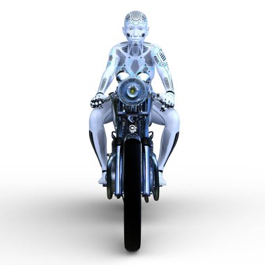 3d cg işleme bir kadın robot binici