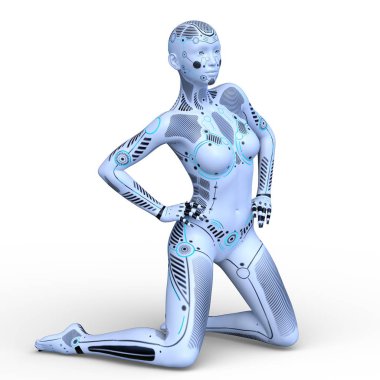 3d cg işleme bir kadın robot