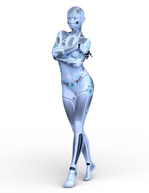 3d cg işleme bir kadın robot