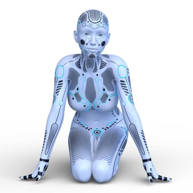 3d cg işleme bir kadın robot