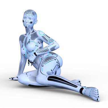 3d cg işleme bir kadın robot