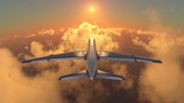 bir uçağın 3d cg işleme