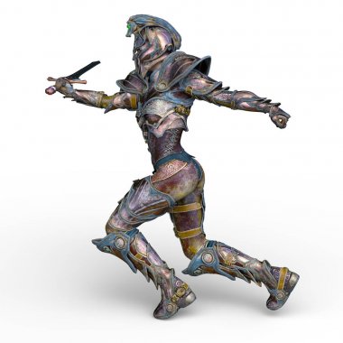 bir kadın şövalye 3d cg render