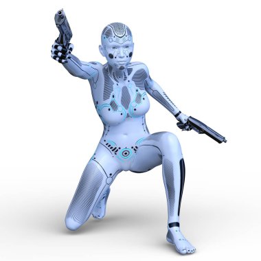 3d cg işleme bir kadın robot