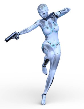 3d cg işleme bir kadın robot