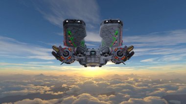 bir uzay gemisi 3d cg render