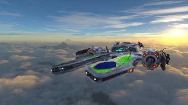 bir uzay gemisi 3d cg render