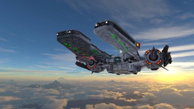 bir uzay gemisi 3d cg render