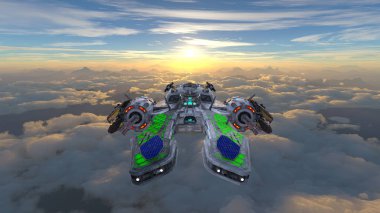 bir uzay gemisi 3d cg render