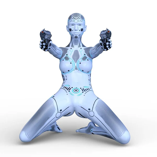 Απόδοσης 3D cg ένα θηλυκό ρομπότ — Φωτογραφία Αρχείου