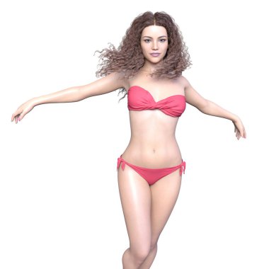 bir bikini kadının 3d cg işleme