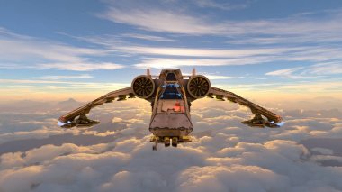 bir uzay gemisi 3d cg render