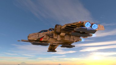 bir uzay gemisi 3d cg render