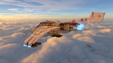 bir uzay gemisi 3d cg render