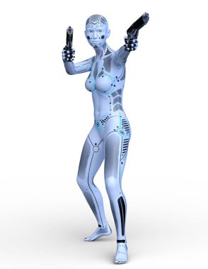 3d cg işleme bir kadın robot