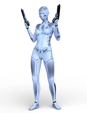 3d cg işleme bir kadın robot