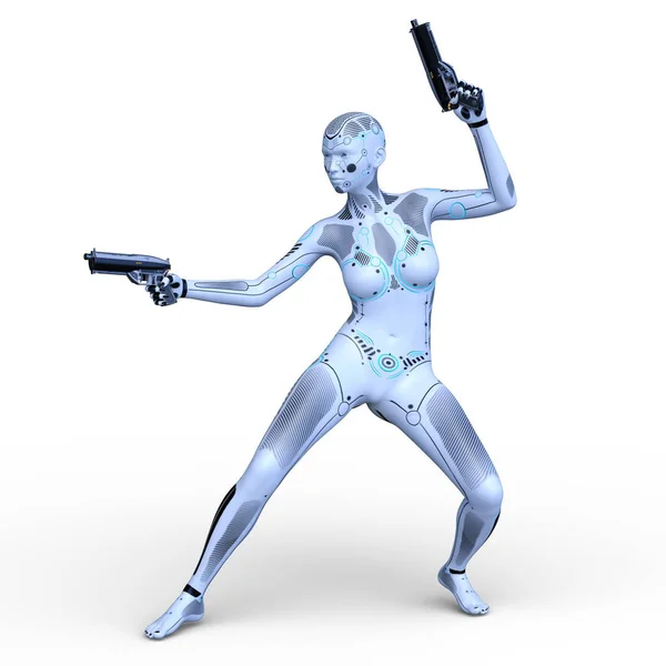 3D CG renderização de um robô feminino — Fotografia de Stock