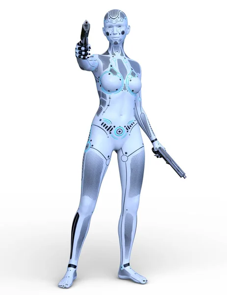 3D CG แสดงหุ่นยนต์ตัวเมีย — ภาพถ่ายสต็อก