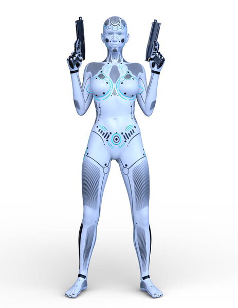 3D CG рендеринг женского робота

