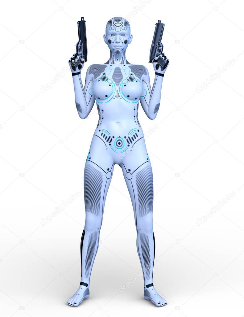 3D CG rendering of a female robot