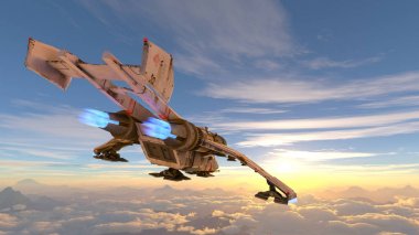 bir uzay gemisi 3d cg render