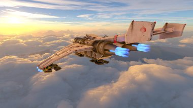 bir uzay gemisi 3d cg render