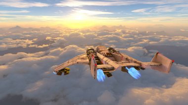 bir uzay gemisi 3d cg render