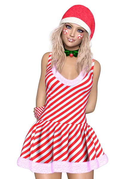 Giovane donna con cappello Babbo Natale — Foto Stock