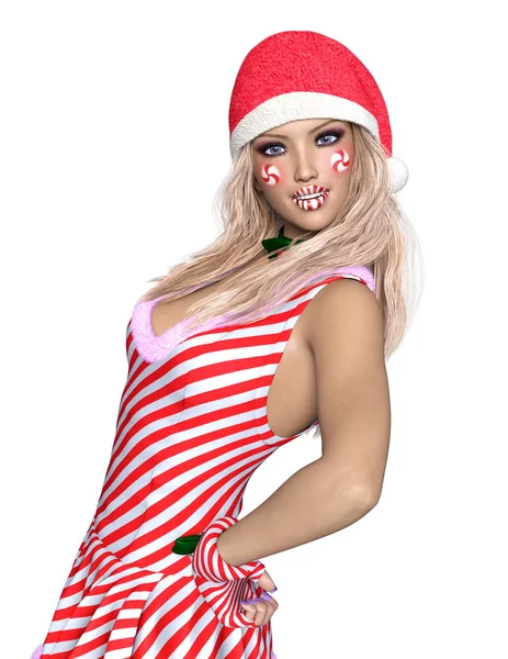 Giovane donna con cappello Babbo Natale — Foto Stock