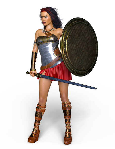 3D CG rendering of a female knight