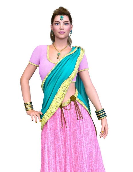 3D CG rendering of a ethnic costumes woman — Stock Photo, Image