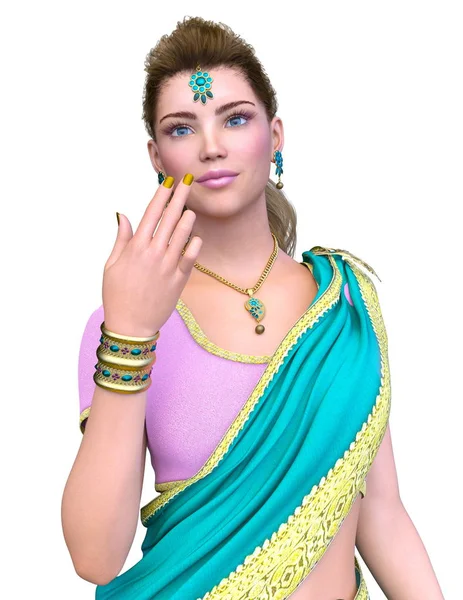 Rendering 3D CG di una donna di costumi etnici — Foto Stock
