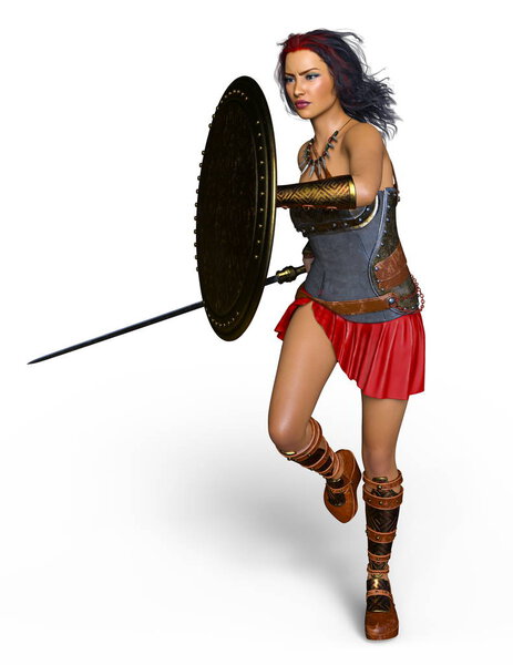 3D CG rendering of a female knight