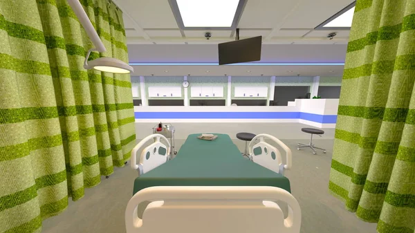 3D CG renderização do quarto do hospital — Fotografia de Stock