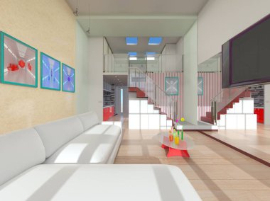 oturma odasının 3d cg işleme.