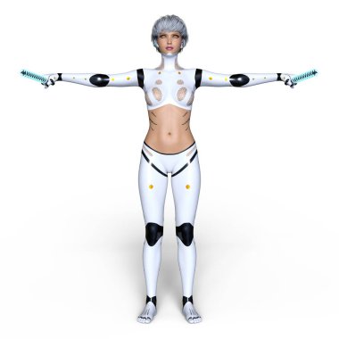 kadın bir cyborg 3d cg render.